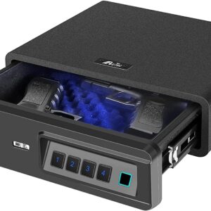 Biometric Fingerprint Safe, Slide-Away Handgun Safe for Two Pistols Storage Safe Drawer Safe for Home and Vehicle (Biometric Fringerprint Safe)