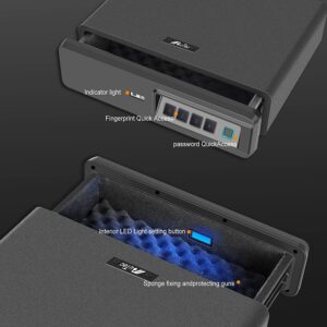 Biometric Fingerprint Safe, Slide-Away Handgun Safe for Two Pistols Storage Safe Drawer Safe for Home and Vehicle (Biometric Fringerprint Safe)