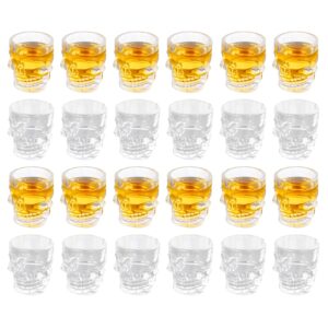aoldhyy fforyillumi 1.5 oz shot glass, skull face heavy base shot glass set, whiskey shot glass 24-pack for party, wine, whiskey, tequila, cocktail, beverage, bar decor