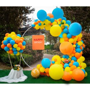 diy party balloon garland kit,129 pcs yellow orange and blue balloon arch kit for wedding birthday graduation anniversary bachelorette party baby shower party background decorations