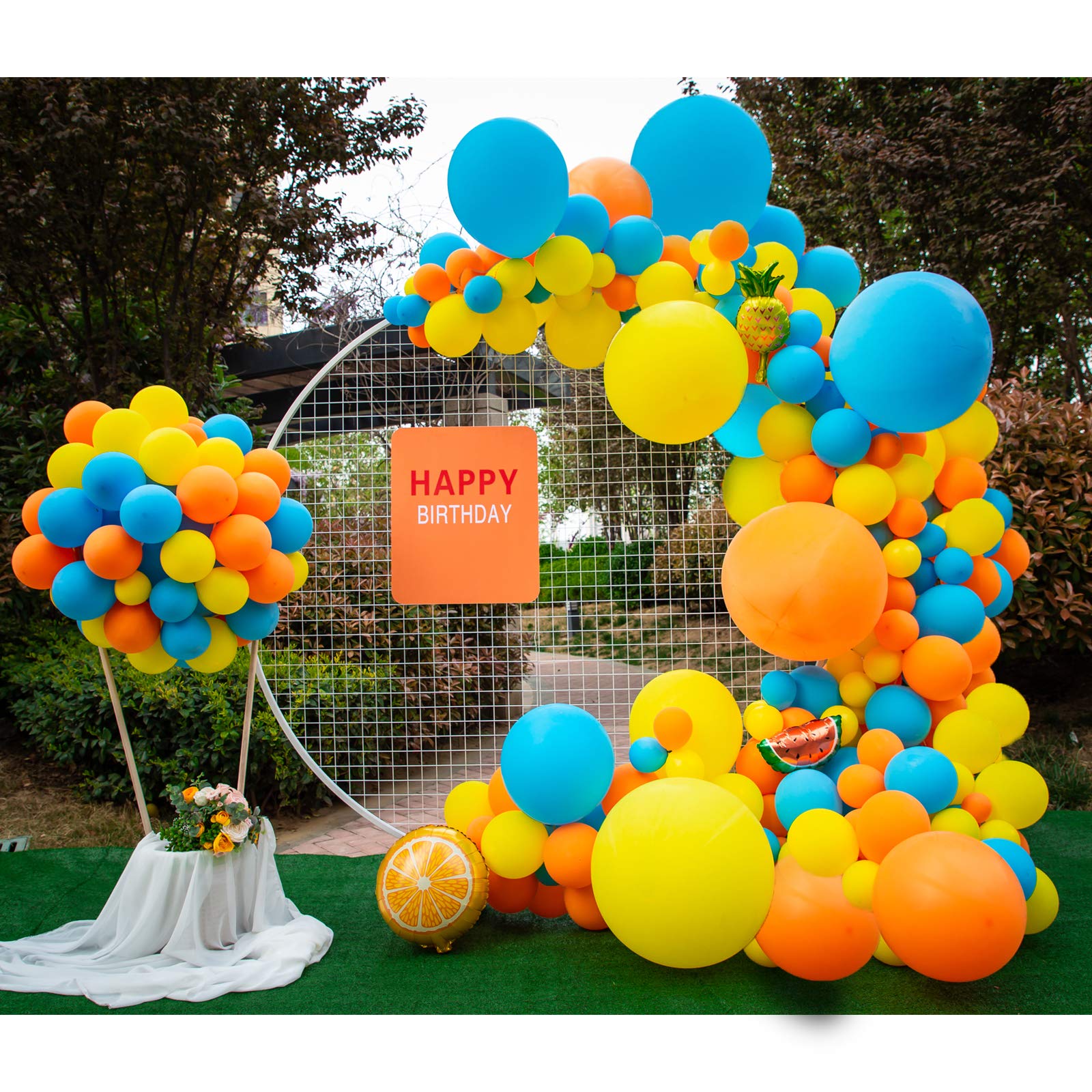 DIY Party Balloon Garland Kit,129 Pcs Yellow Orange and Blue Balloon Arch Kit for Wedding Birthday Graduation Anniversary Bachelorette Party Baby Shower Party Background Decorations