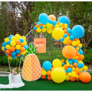 DIY Party Balloon Garland Kit,129 Pcs Yellow Orange and Blue Balloon Arch Kit for Wedding Birthday Graduation Anniversary Bachelorette Party Baby Shower Party Background Decorations