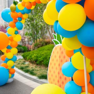 DIY Party Balloon Garland Kit,129 Pcs Yellow Orange and Blue Balloon Arch Kit for Wedding Birthday Graduation Anniversary Bachelorette Party Baby Shower Party Background Decorations