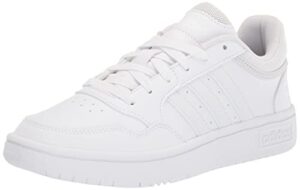 adidas women's hoops 3.0 low top basketball shoe, white/white/dash grey, 8
