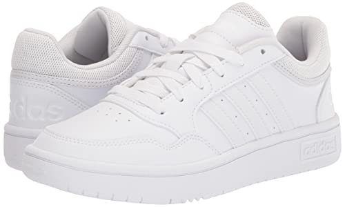 adidas Women's Hoops 3.0 Low Top Basketball Shoe, White/White/Dash Grey, 8