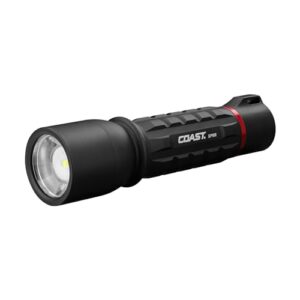 coast xp9r 1200 lumen usb-c rechargeable-dual power led flashlight with pure beam slide focus and top grade aluminum build