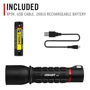 Coast XP9R 1200 Lumen USB-C RECHARGEABLE-DUAL POWER LED Flashlight With PURE BEAM SLIDE FOCUS And Top Grade Aluminum Build