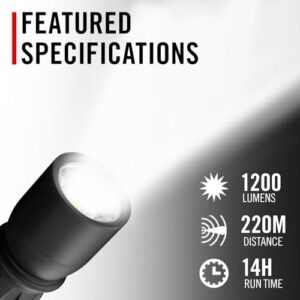 Coast XP9R 1200 Lumen USB-C RECHARGEABLE-DUAL POWER LED Flashlight With PURE BEAM SLIDE FOCUS And Top Grade Aluminum Build