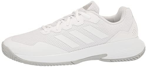 adidas womens Gamecourt 2 Tennis Shoe, White/White/Grey, 7.5 US