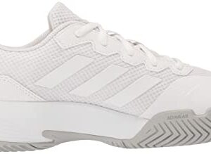 adidas womens Gamecourt 2 Tennis Shoe, White/White/Grey, 7.5 US