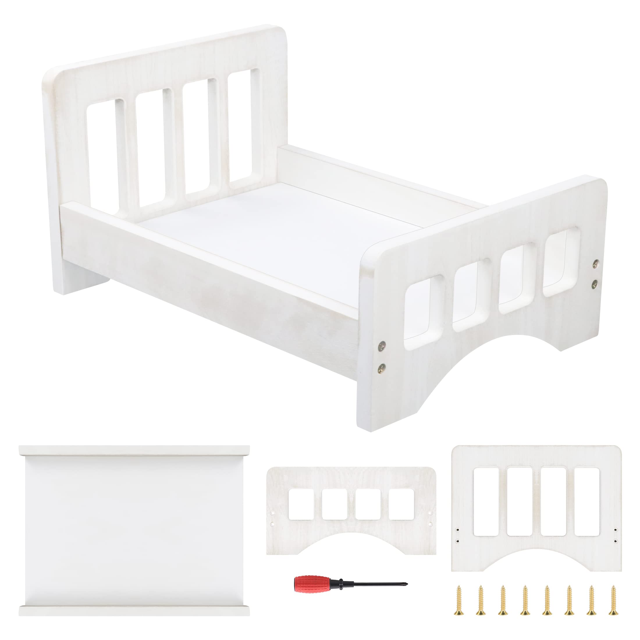 Newborn Photography Props Wooden Bed Baby Photoshoot Props Doll Bed Baby Photo Prop White Wood Mini Bed for Photography Baby Doll Bed Make The Old Bed Photography Props Baby Photo Studio Props