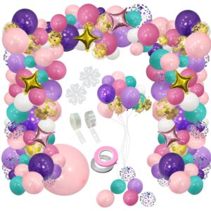 janef 151pcs unicorn mermaid balloon garland arch set, confetti latex foil purple pink balloons with 7 balloon tools, for theme birthday party shower wedding supplies decoration