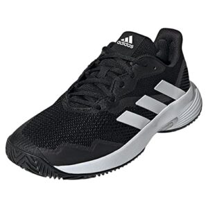adidas women's courtjam control tennis shoe, core black/white/silver metallic, 8.5