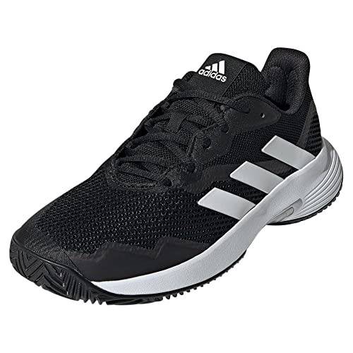 adidas Women's CourtJam Control Tennis Shoe, Core Black/White/Silver Metallic, 8.5