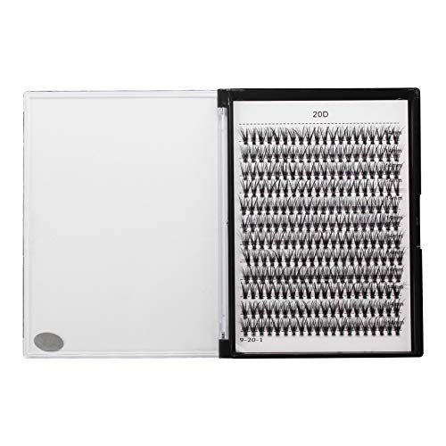 Bodermincer 10D/20D/30D/40D/50D Cluster to Choose Large Tray 240pcs D Curl Individual Cluster Eyelashes False Eyelashes Extension Individual Eyelash Bunche Lash Cluster DIY at Home (20D-14mm)