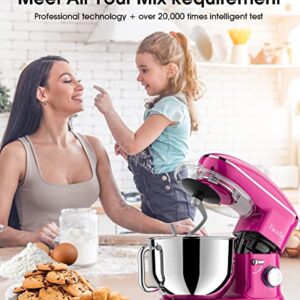 Facelle Stand Mixer, 660W 6 Speed Electric Kitchen Mixer with Pulse Button, Attachments include 6.5QT Bowl, Dishwasher Safe Beater,Dough Hook,Whisk & Splash Guard for Dough,Baking,Cakes,Cookie(Purple)