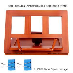 CIRCLEEN Wooden Portable Laptop Stand Adjustable Height Bed Side Book Stand for Desk Sofa Couch Table for Reading Display Cookbook Stands Holder for Kitchen (13L x 9H inch)