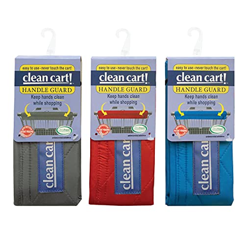 Clean Cart Secure Shopping Cart Handle Cover, Classic Colors, 3-Pack