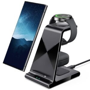 wireless charger for samsung, charging station for samsung galaxy s24 ultra/s24+/s24/s23 ultra/s23+/s23/s22/note 20/z flip 5/fold 5, for galaxy watch 6/5, galaxy buds 2 pro/pro (not include adapter)