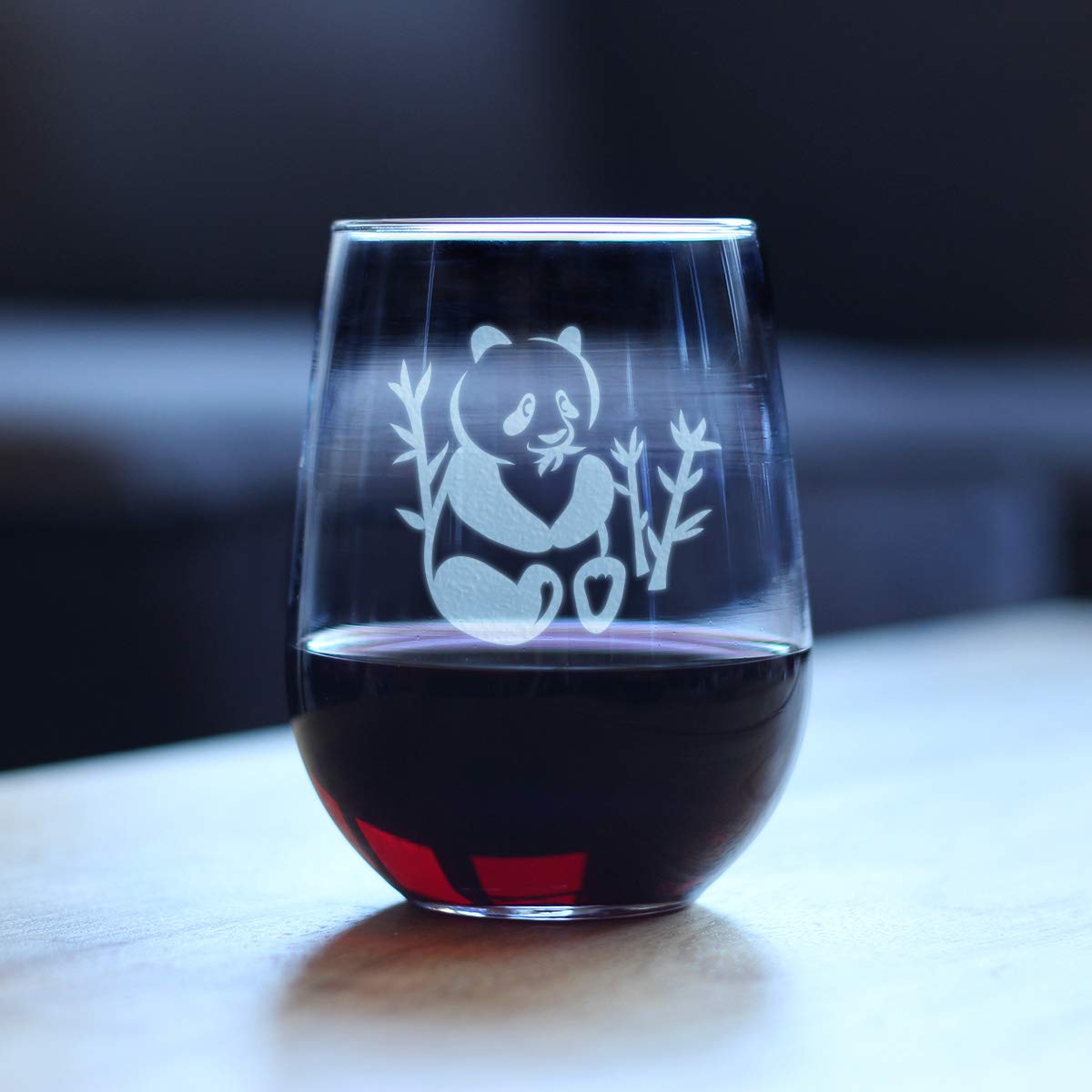 Panda Stemless Wine Glass - Cute Panda Themed Decor and Gifts for Panda Bears - Large 17 Oz Glasses