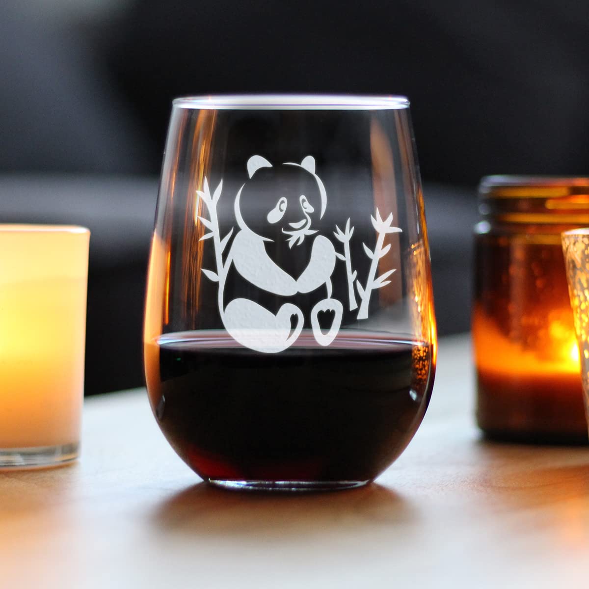 Panda Stemless Wine Glass - Cute Panda Themed Decor and Gifts for Panda Bears - Large 17 Oz Glasses