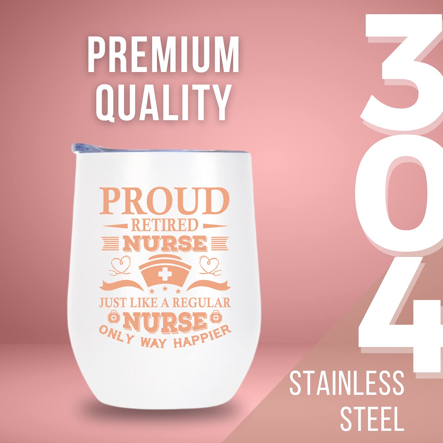 Onebttl Nurse Retirement Gifts for Women, Retirement Gifts for Women 2023, Insulated 12oz Stainless Steel Tumbler with Lid, Proud Retired Nurse Tumbler/Mug/Cup, Gift Box Included