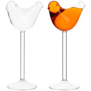 bird glasses cocktail glasses：cabilock 2pcs bird design cocktail glass crystal wine glass wine goblet beverage glass cup whiskey decanter for wedding birthday bouquet bar party supply (transparent)