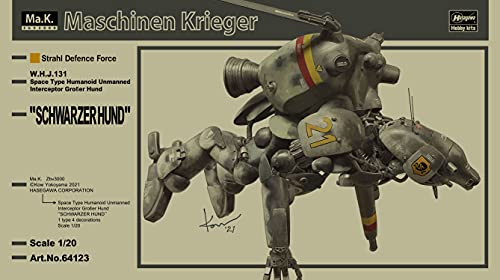 Hasegawa - 1:20 Space Type Humanoid Unmanned Interceptor Großer Hund Schwarzer Hund