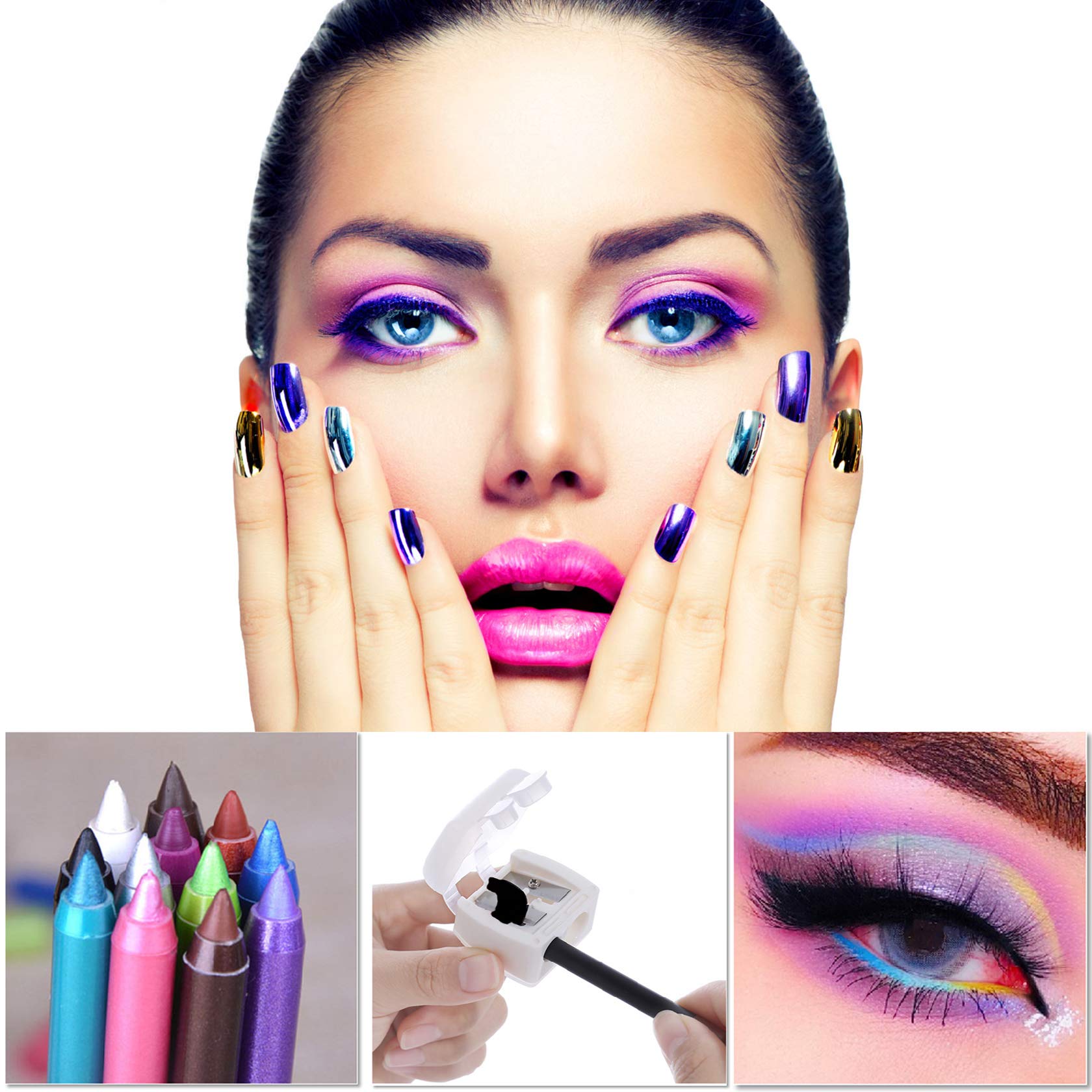 AWCCXMYM 12 Colors Eyeliner Pen Set,Glitter Eyeliner Pencil,Eye Liners for Women Waterproof Colored Eyeliners Long-Lasting Professional Eye Makeup Set for Women