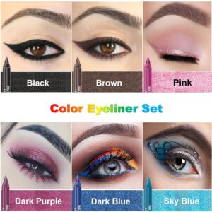 AWCCXMYM 12 Colors Eyeliner Pen Set,Glitter Eyeliner Pencil,Eye Liners for Women Waterproof Colored Eyeliners Long-Lasting Professional Eye Makeup Set for Women