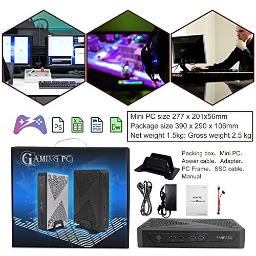 FANPEEC Gaming Mini PC Windows 11 Pro, Core i7-9700F 32GB RAM 1TB SSD, GeForce GTX 1650, Mini Desktop PC, DP+2×HD+DVI, 8×USB Ports, BT 4.2+Dual WiFi, Mini Gaming Computer Game PC