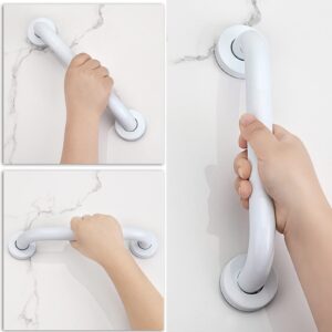 Sumnacon 12 Inch Anti-Slip Grip Bath Grab Bar - Sturdy Stainless Steel Shower Handle with Screws, Safety Handicap Shower Bar for Bathtub Toilet Bathroom Kitchen Stairway Handrail, White