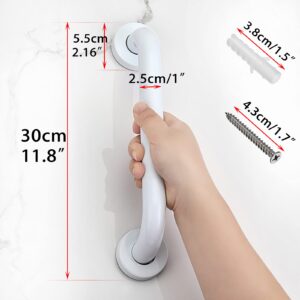 Sumnacon 12 Inch Anti-Slip Grip Bath Grab Bar - Sturdy Stainless Steel Shower Handle with Screws, Safety Handicap Shower Bar for Bathtub Toilet Bathroom Kitchen Stairway Handrail, White