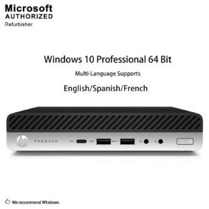 HP ProDesk 600 G3 Desktop Mini, Intel Quad Core i5-7500T 2.7GHz, 8GB DDR4, 1TB, WiFi, BT, DP, Windows 10 Pro 64 Bit - Multi-Language Support English/Spanish/French