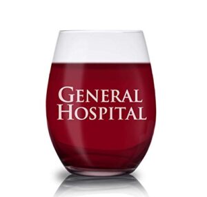 abc general hospital logo laser engraved stemless wine glass