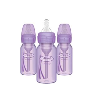 dr. brown’s natural flow® anti-colic options+™ narrow baby bottles 4 oz/120 ml, with level 1 slow flow nipple, 3 pack, 0m+ lavender