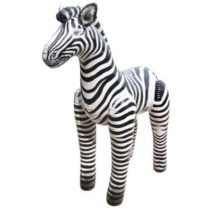 jet creations 60" tall inflatable zebra toy, white with black stripes realistic animal figure, africa safari party decoration, party, pool, birthday, wildlife photo prop, 1 pc
