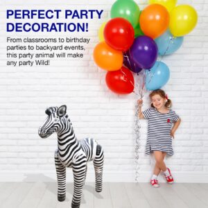 Jet Creations 60" Tall Inflatable Zebra Toy, White with Black Stripes Realistic Animal Figure, Africa Safari Party Decoration, Party, Pool, Birthday, Wildlife Photo Prop, 1 pc