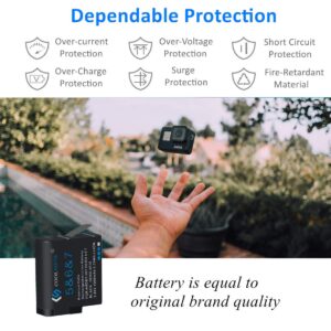 COOLSHOW Hero 7 Battery 1500mAh Replacement 2 Packs Compatible with GoPro Hero 7 Black,Hero 6 Black,Hero 5 Black,Hero(2018),AHBBP-501