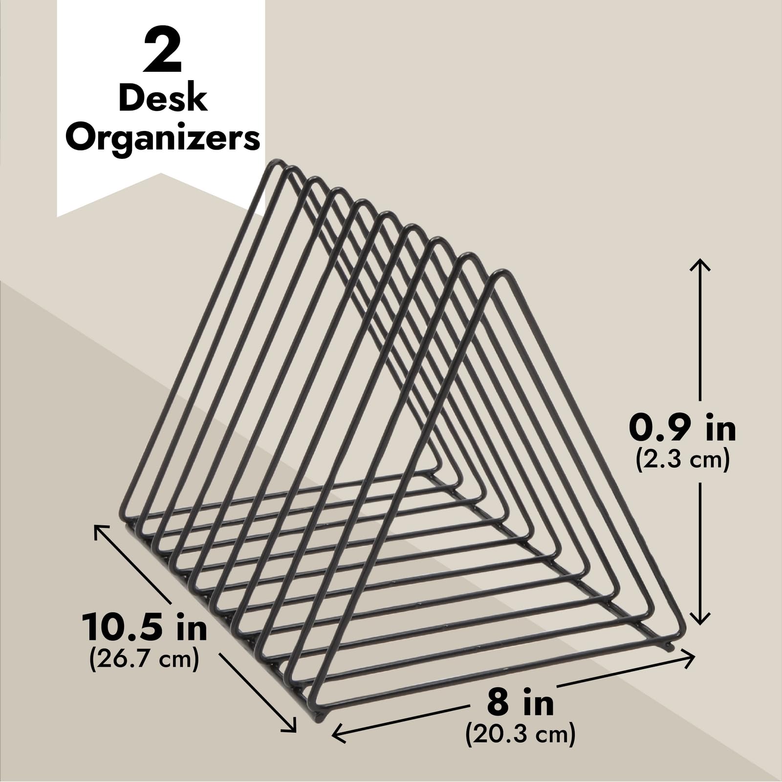 Okuna Outpost 2-Pack File Folder Organizer for Desk - Triangle Holder for Magazines and Notebooks (Black)