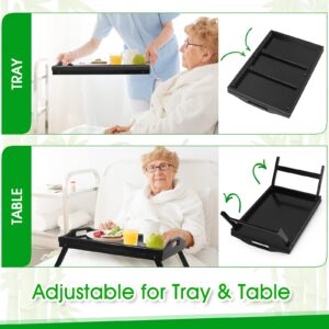 Bed Tray Table Folding Legs with Handles Breakfast Food Tray for Sofa,Bed,Eating,Drawing,Platters Serving Lap Desk Snack Tray(Black Medium)