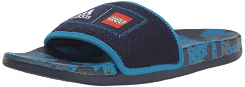 adidas Unisex Adilette Comfort Slides Sandal, Dark Blue/Chalk White/Blue Rush, 14 Women/13 Men