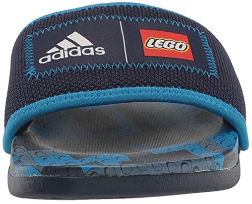 adidas Unisex Adilette Comfort Slides Sandal, Dark Blue/Chalk White/Blue Rush, 14 Women/13 Men