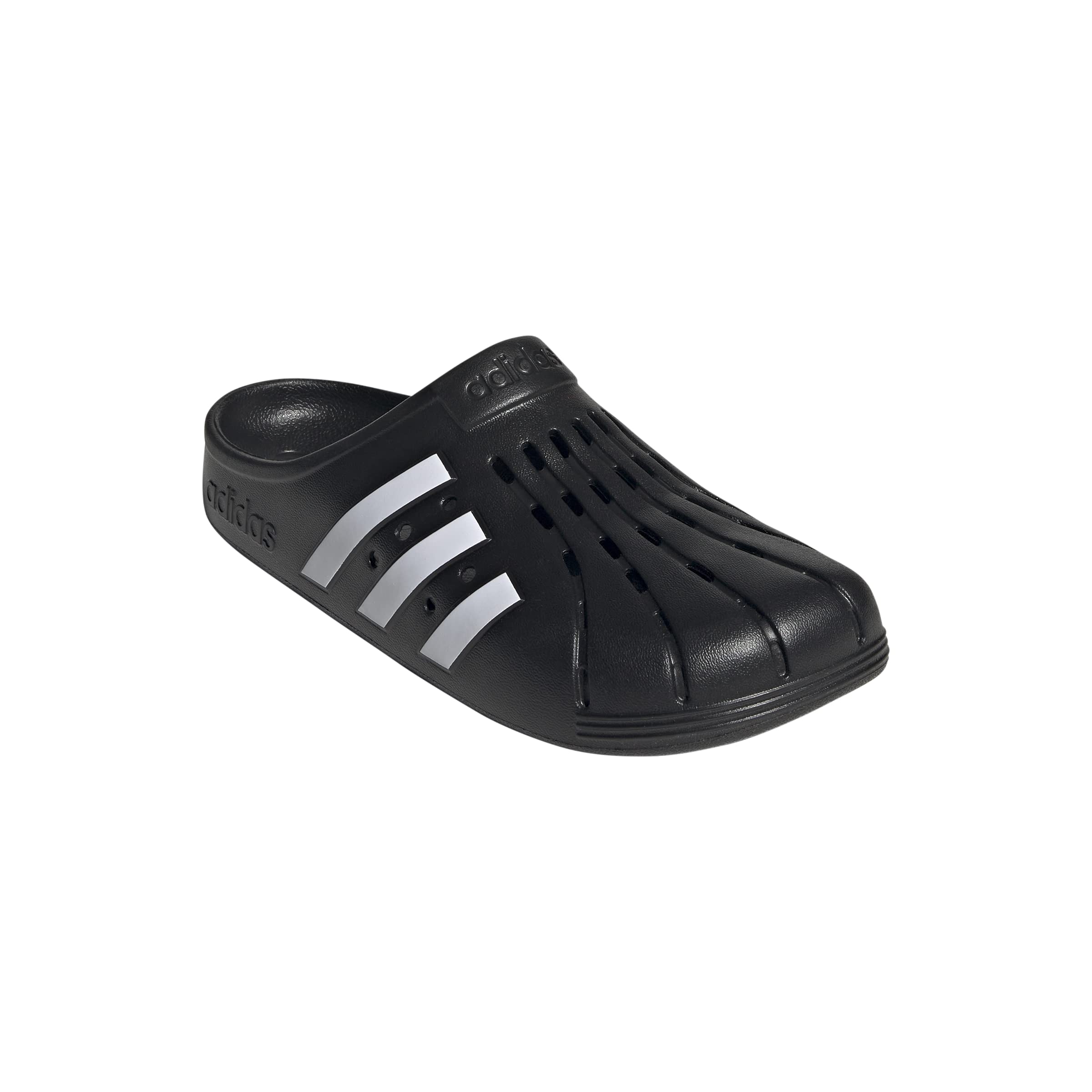 adidas Unisex Adilette Clogs Slide Sandal, Core Black/White/Core Black, 14 US Women/13 US Men