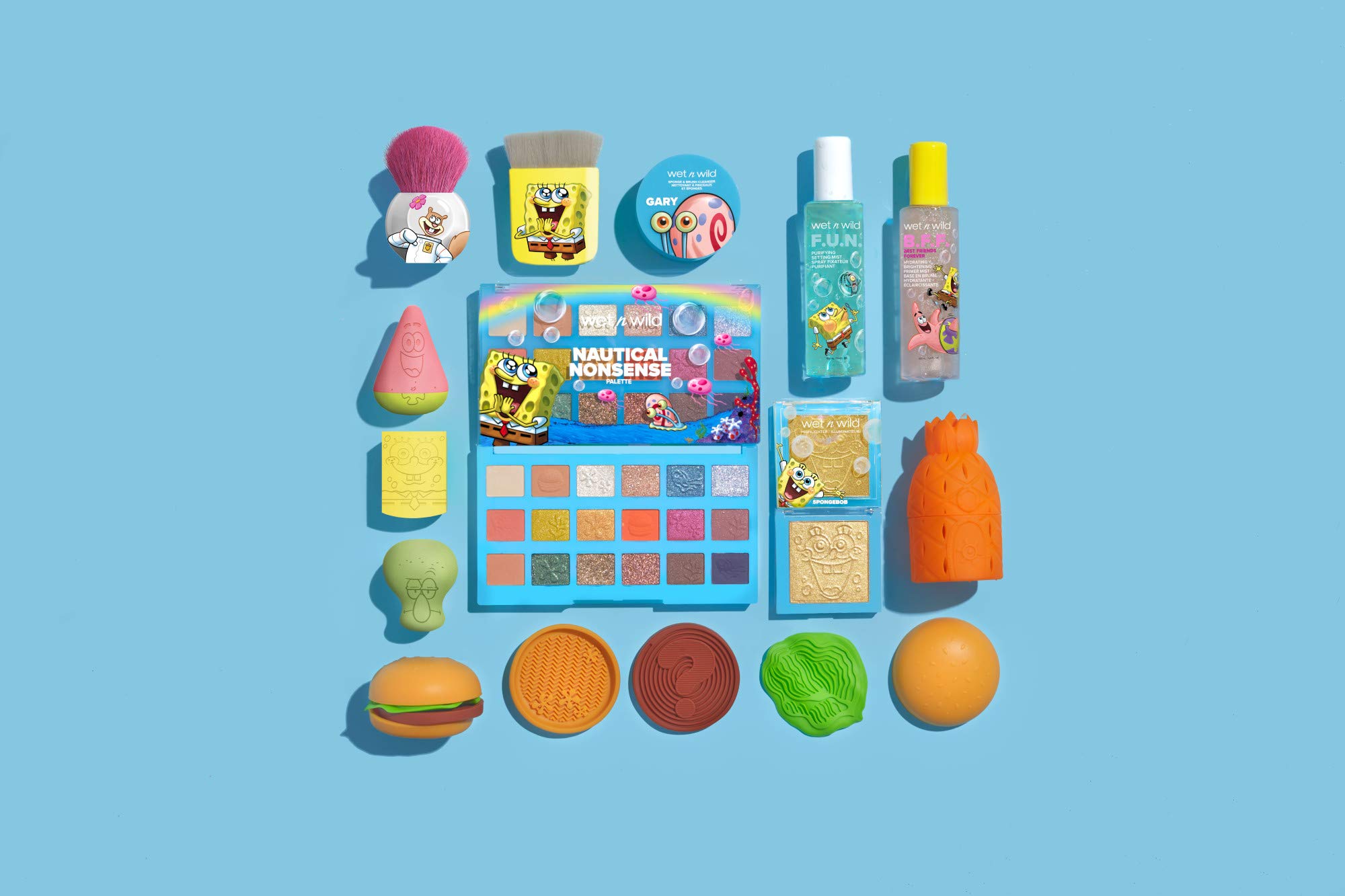 wet n wild SpongeBob Squarepants Makeup Collection PR Box - Makeup Set with Versatile Brushes, Unique Sponges,Vibrant Buildable & Blendable Palettes, Cruelty-Free & Vegan