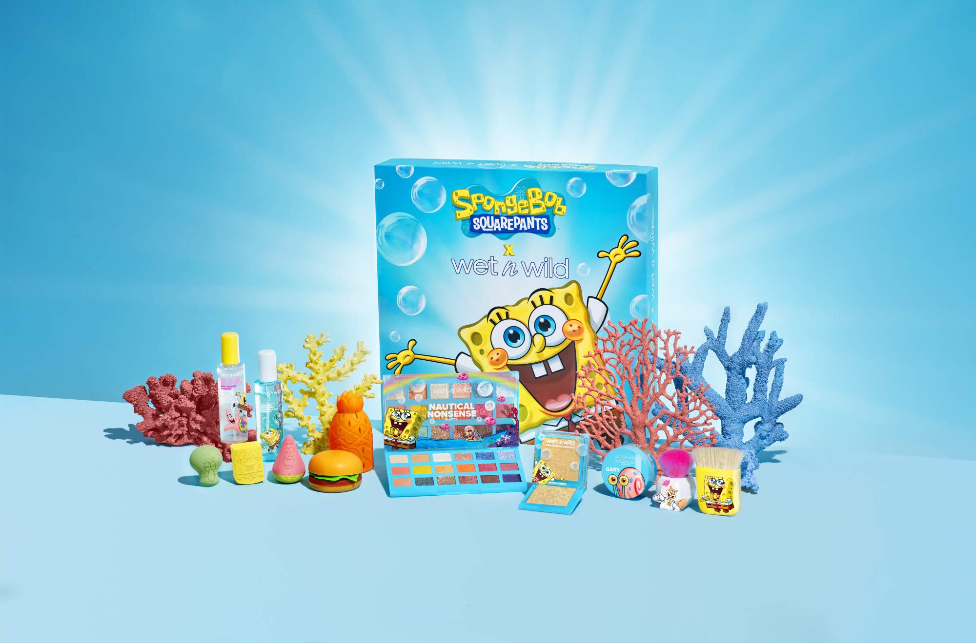 wet n wild SpongeBob Squarepants Makeup Collection PR Box - Makeup Set with Versatile Brushes, Unique Sponges,Vibrant Buildable & Blendable Palettes, Cruelty-Free & Vegan
