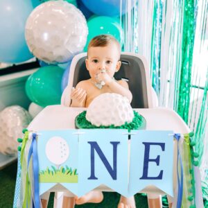 Golf 1st Birthday high Chair Banner - Golf 1st Birthday Party Decorations in one, Golf seat high Chair Banner, Birthday Party Banner, Cake Smashing, Photography Props.