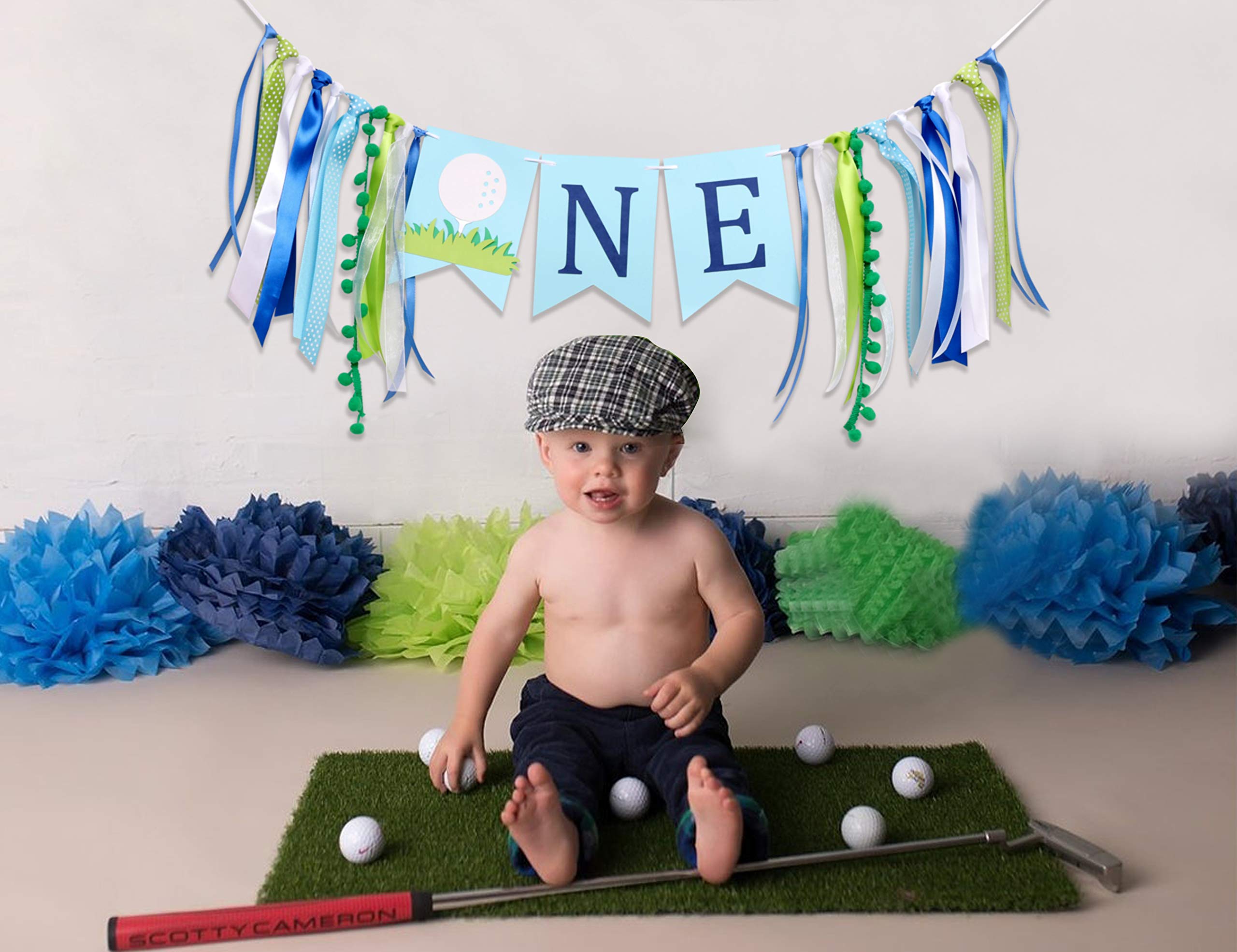 Golf 1st Birthday high Chair Banner - Golf 1st Birthday Party Decorations in one, Golf seat high Chair Banner, Birthday Party Banner, Cake Smashing, Photography Props.