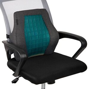 mind reader ergonomic lower back cushion, office chair, posture corrector, memory foam, 15.5" l x 3.75" w x 14.25" h, black