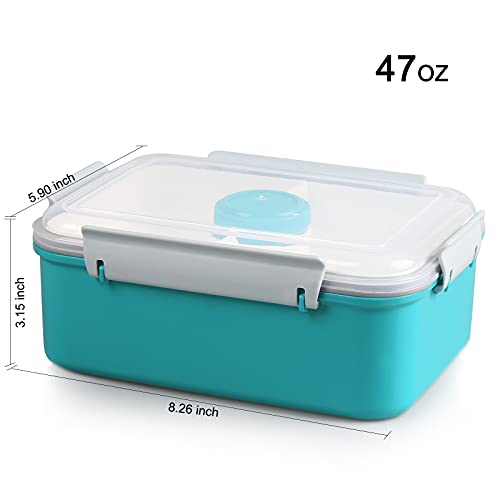 shopwithgreen 3 Pack Salad Food Storage Container To Go, 47 oz Bento Box with Removable Tray & Dressing Pots, for Lunch Salad Snacks Fruit, Food Prep Storage Containers with Lids